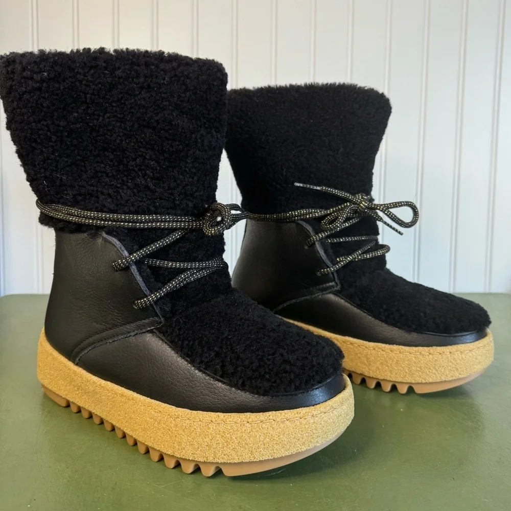 NWT Montelliana 1965 SONIA Shearling Lined & Trimmed Leather Boots *Italy*